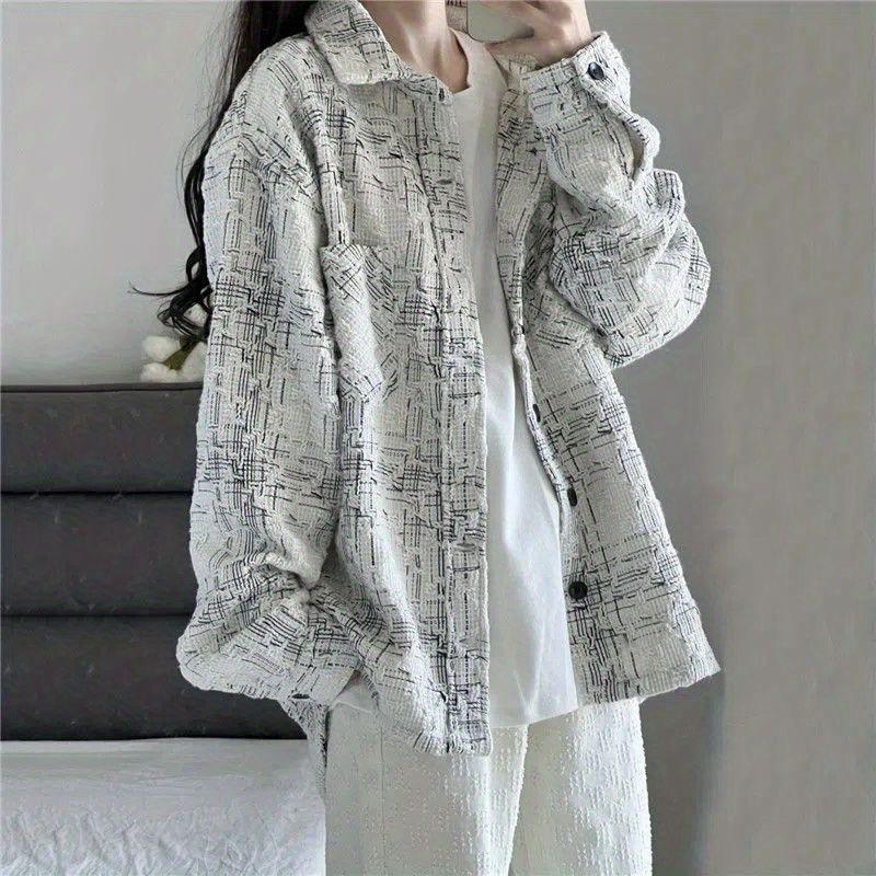 小香风格子衬衫外套春秋新款