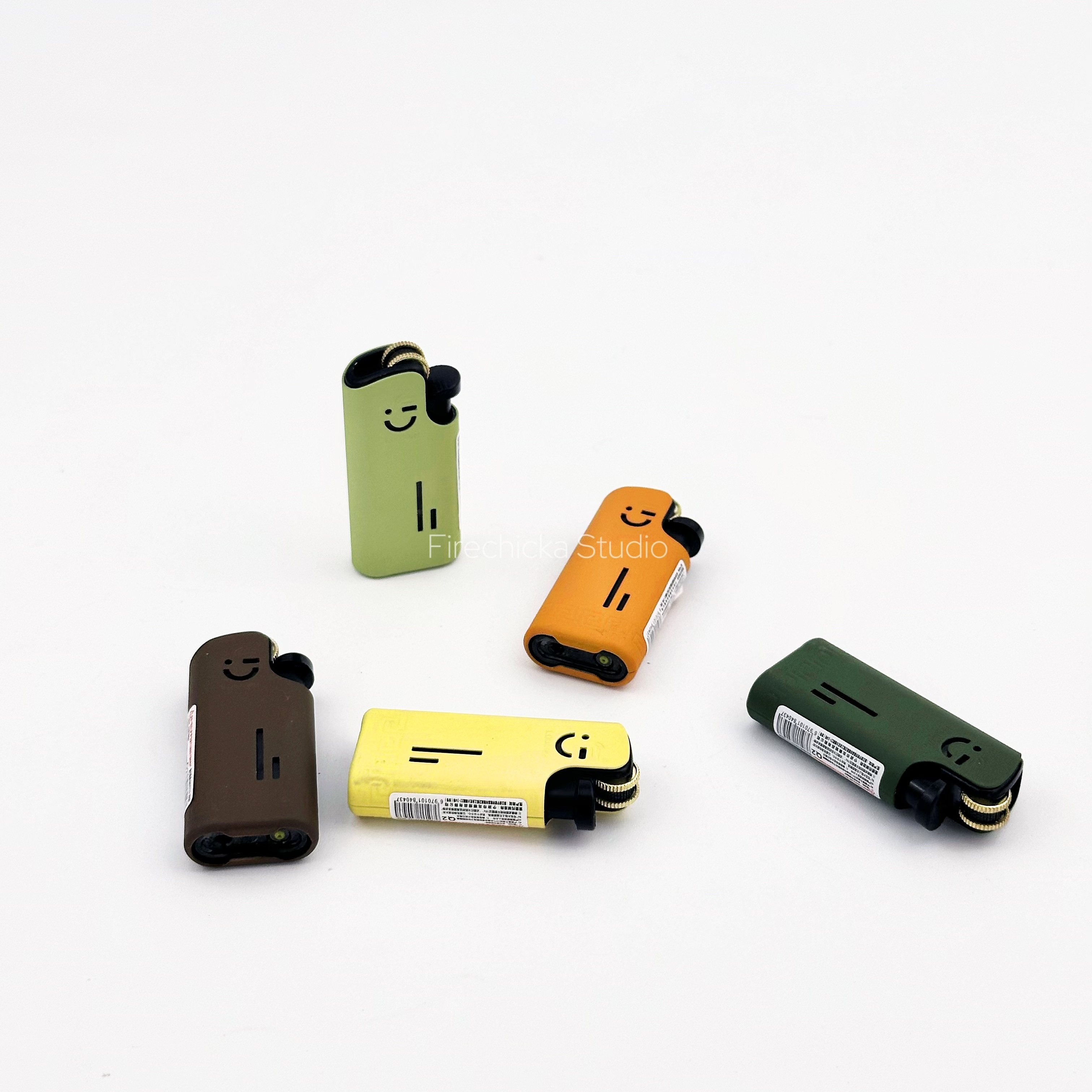 【Firechicka】迷你可爱砂轮笑脸打火机金属便携创意小巧充气火机