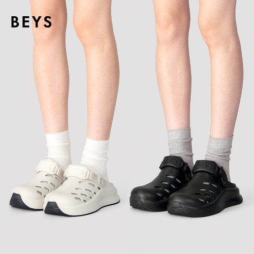 BEYS胶囊洞洞鞋半拖鞋女鞋2025新款夏季厚底外穿包头鞋勃肯鞋凉鞋