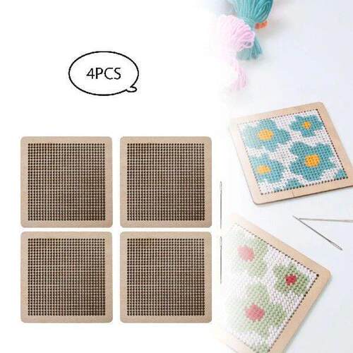 4x Hand Embroidery Bookmark Woven Coaster DIY Handmade DIY