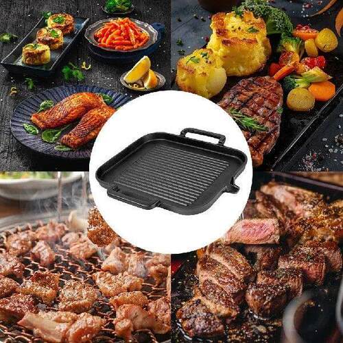 Cast Iron Grill Pan No Chemical Coating Grill Fry Pan With