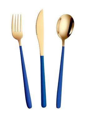 Knife, fork and spoon set of three steak plates cutlery