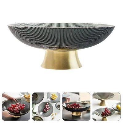 Glass Fruit Bowl Tall Snacks Plate Decorative Salad