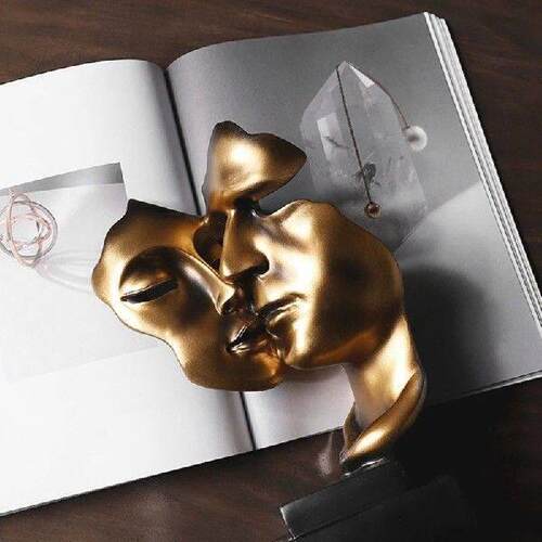 Sculpture Home Decor Mask Gold Statue Face Modern Resin