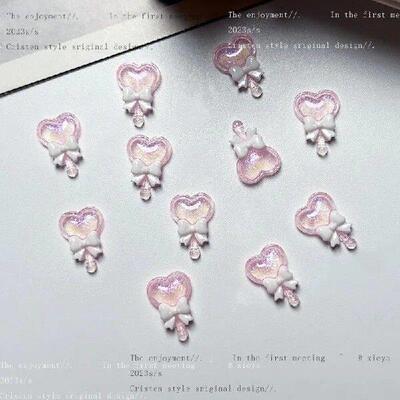 20pcs 3D Korean Kawaii Pink Resin Nail Art Charms Japanese