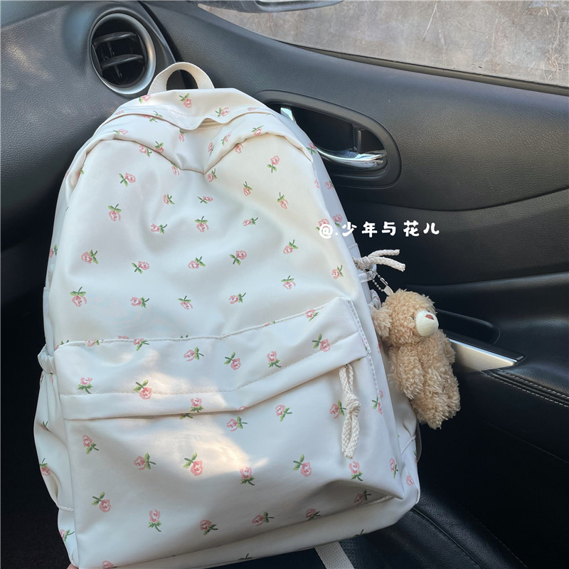 偷偷藏不住赵露思同款书包印花碎花双肩包高颜值校园百搭初中书包