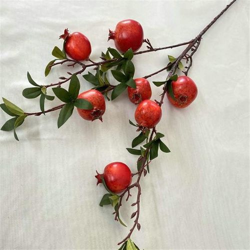 新款7果石榴泡沫喷漆浆果仿真果实石榴枝 家居装饰果仿真花艺摆放