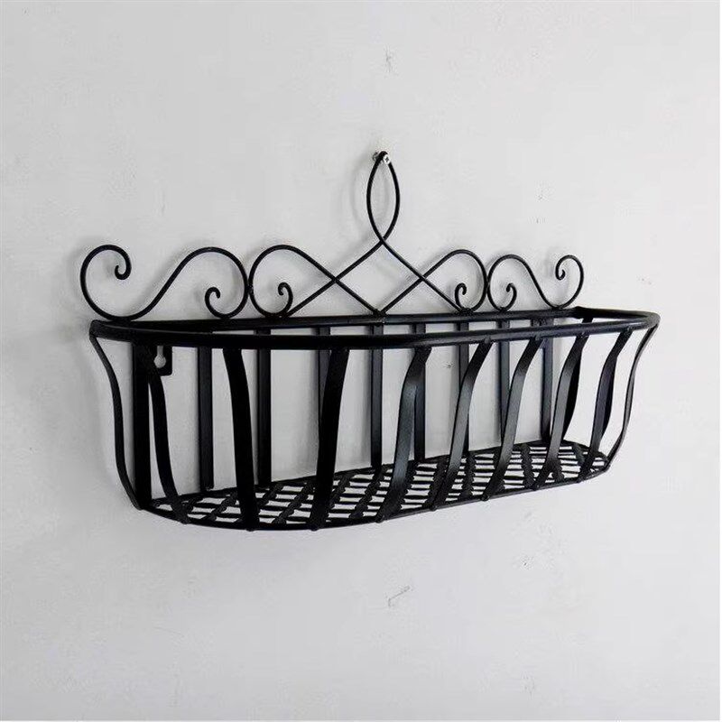 欧式阳台田园铁艺花盆墙上收纳架子壁挂花架置物架挂墙搁架墙饰