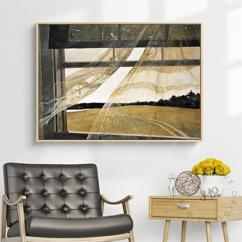 窗口海风安德鲁怀斯世界名画小众艺术装饰画客厅壁画复古餐厅挂画
