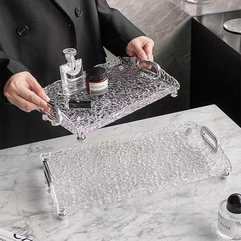 轻奢亚克力茶几放水杯茶杯网红家用客厅长方形托盘茶盘收纳水果盘