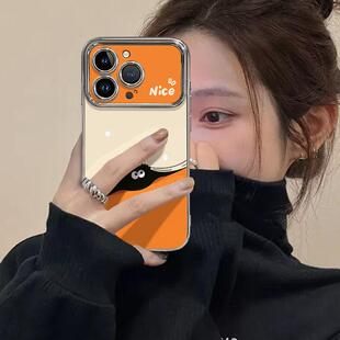 opporeno10防摔vivox100创意还荣耀50软 搞怪煤球适用iPhone15手机壳苹果14ProMax电镀银硅胶壳华为mate60个性