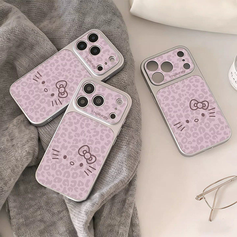 豹纹HelloKitty表情适用苹果17手机壳iphone16promax防摔全包秒变17大视窗皮纹15pro/14高级感少女卡通13