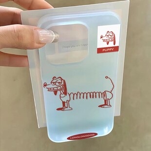 电话线腊肠狗适用iphone17手机壳苹果16ProMax磨砂软壳15/14搞怪13/12透明华为全包防摔OPPO荣耀VIVO小米红米