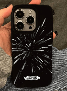 黑夜中的白色烟花适用iPhone15苹果13/14promax果冻手机壳11软壳12Pro全包防摔xr创意ins小众xsmax新款78plus