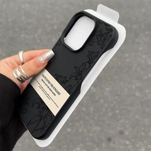 13Pro超薄12个性 11小众高级感XR保护套 软壳素描花朵适用苹果17promax手机壳iphone16pro大孔软壳15 半包款