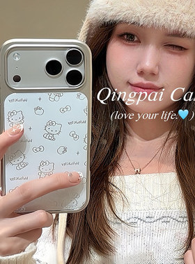 简约轻派白色线条蝴蝶结猫咪Air适用苹果17promax手机壳iphone16新款15pro/14plus韩系网红13电镀边框全包12