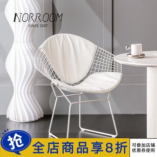 NORROOM北欧轻奢餐椅家用餐厅设计师椅子小户型咖啡厅铁艺靠背椅