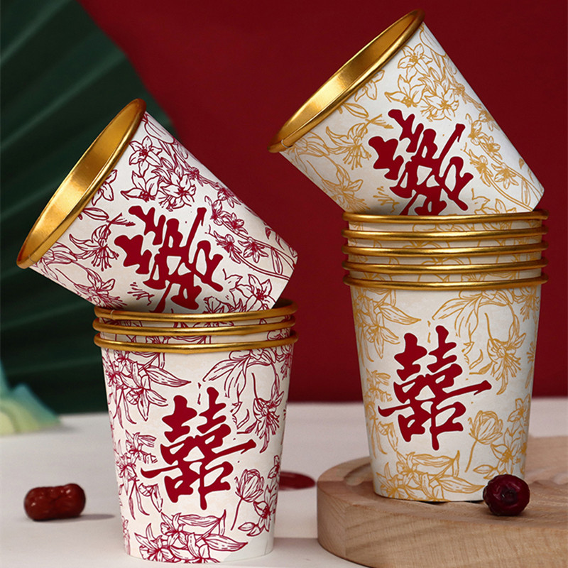 结婚金箔一次性纸杯敬茶敬酒婚礼宴席加厚喜字水杯子高档婚庆用品,节庆用品/礼品,创意礼盒/礼品套组,淘宝优惠券,粉丝福利购,淘宝优惠卷