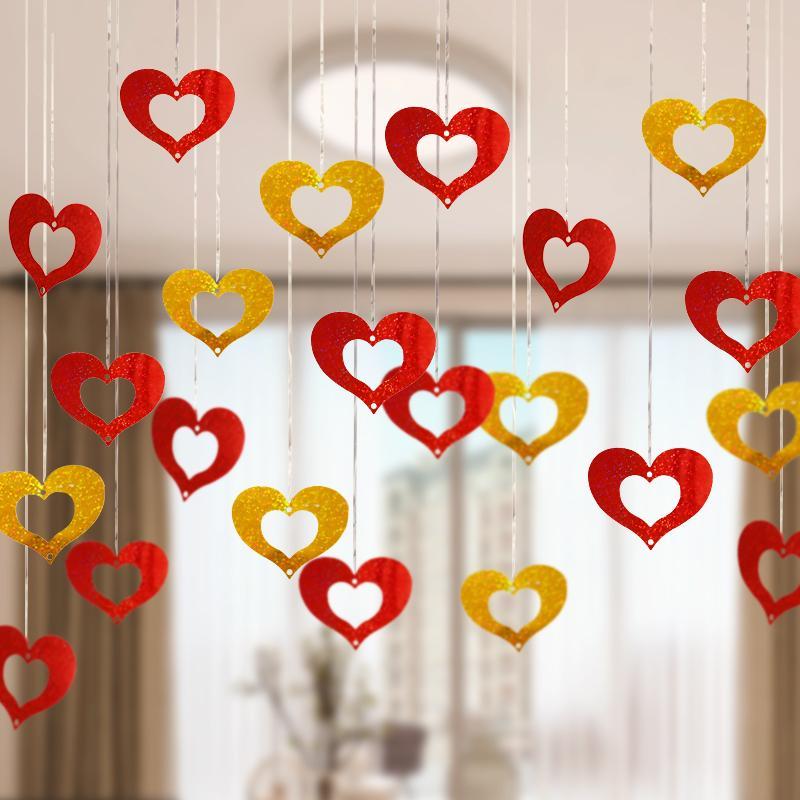 婚庆用品气球爱心雨丝婚房布置装饰婚礼派对结婚吊坠心形亮片道具