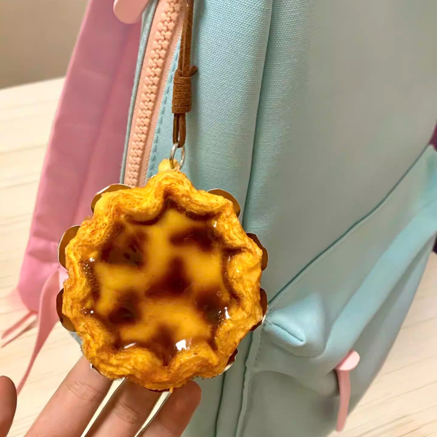 挂件小饰品蛋挞书包可爱太阳花酥皮蛋挞车载挂饰创意汽车后视镜装