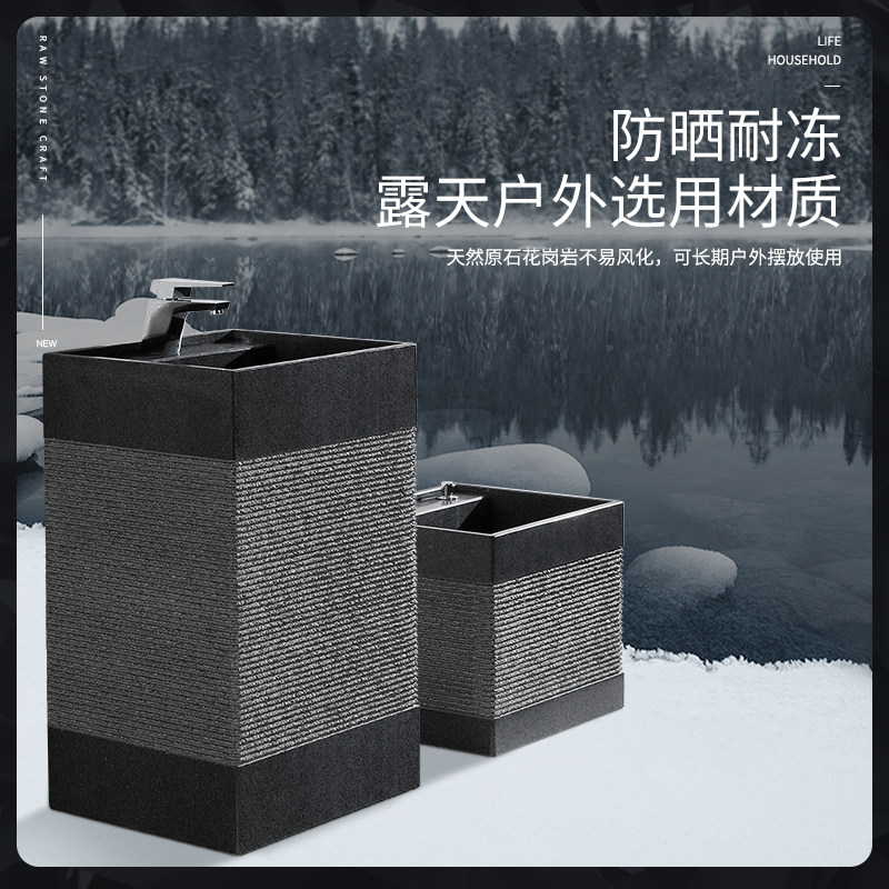 冠石汇原石艺术立柱盆拖把池组合户外花园洗手池落地式阳台洗手盆