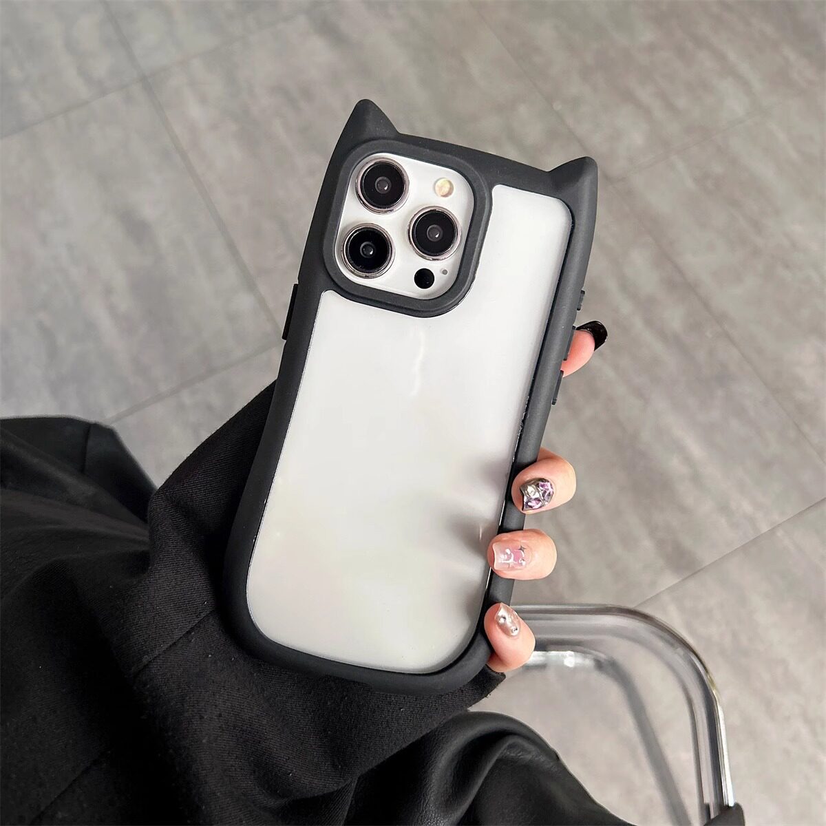 适用于苹果iphone15/15promax手机壳14plus保护套13mini猫耳朵全包11耐刮透明16亚克力硅胶软边情侣