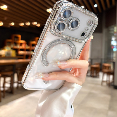 【轻奢闪钻】适用苹果17promax新款磁吸手机壳iPhone16Pro透明15镜头全包14防摔13pm高级感ip小众17air保护套