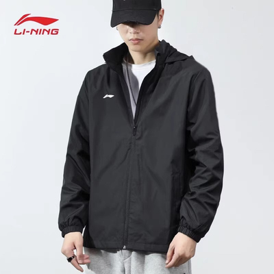 李宁男士风衣2026春秋季新款防泼水连帽上衣宽松休闲运动冲锋外套