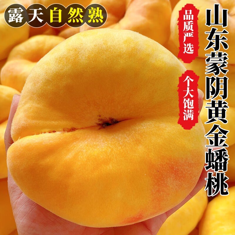 【头茬大果】山东蒙阴黄金毛蟠桃单果160g+蒙阴蜜桃毛扁桃香甜爆