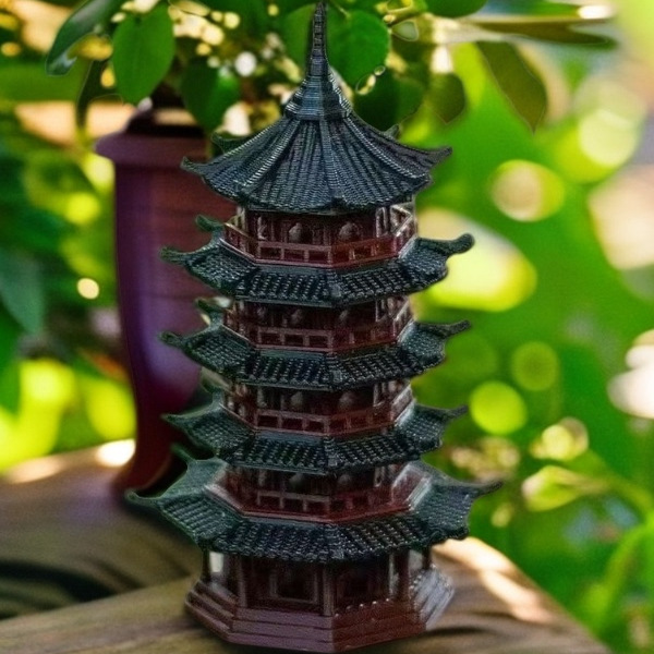 3D打印宝塔中式古建筑模型摆件