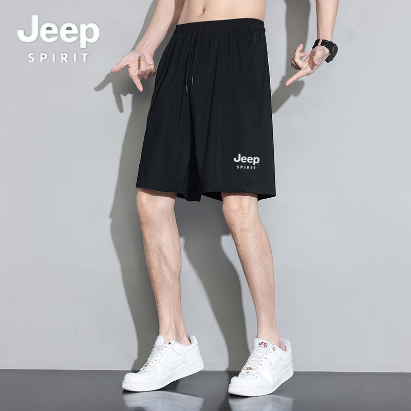 JEEP SPIRIT夏季男女款运动速干短裤冰丝松紧腰沙滩裤五分裤子01