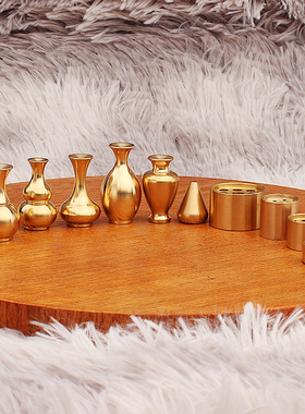 黄铜如意花瓶香插香座香托家居装饰摆件九孔小号净水瓶葫芦线香插