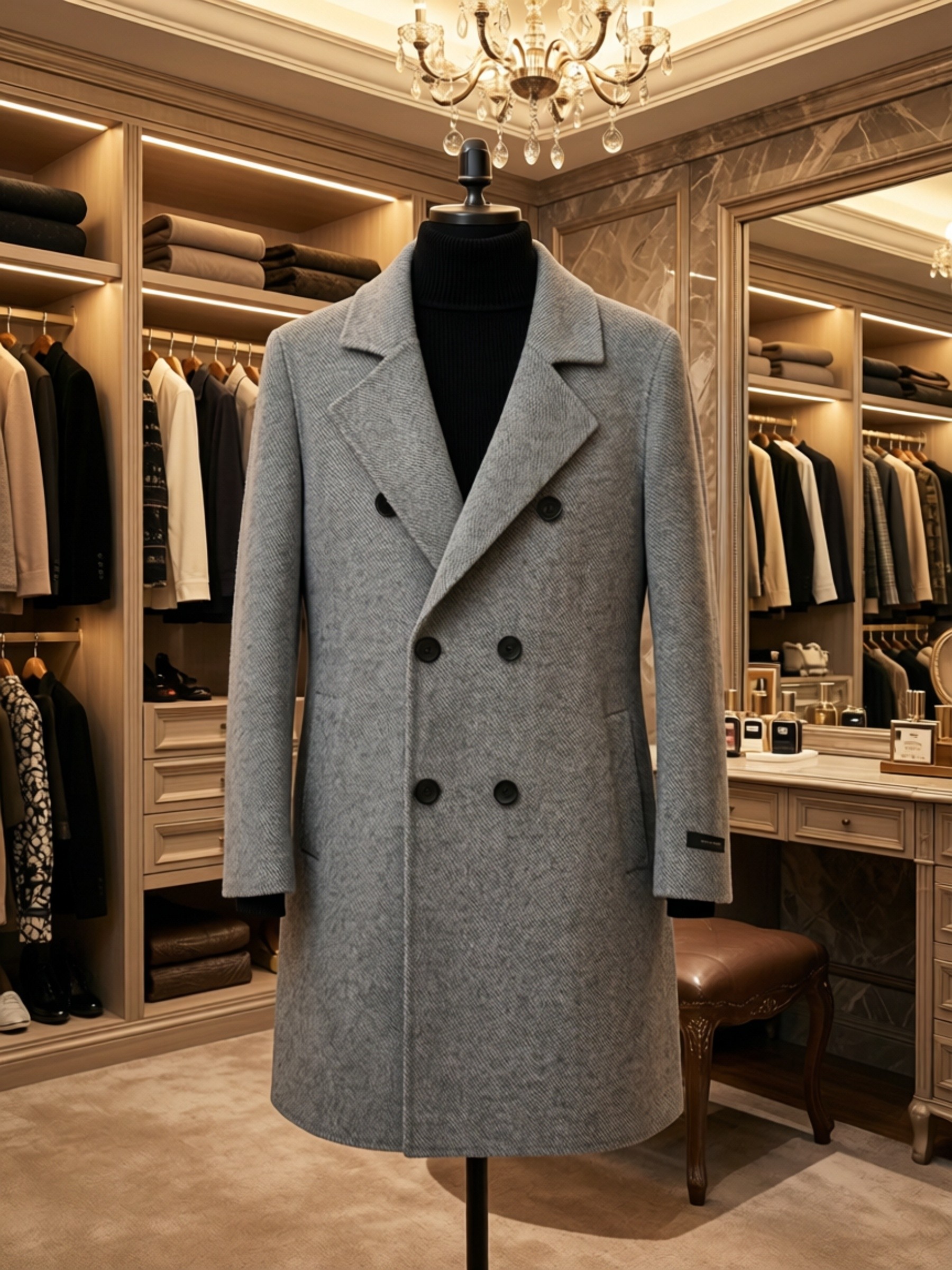 冬季新款毛呢大衣男士双面羊毛中长款英伦呢子外套男装