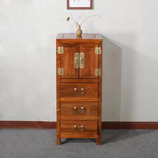 中式实木五斗柜卧室樟木转角柜现代客厅抽屉家具带门收纳整装斗柜