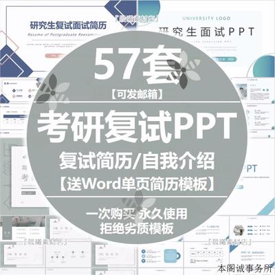 考研复试PPT模板大学生研究生复试答辩面试个人简历自我介绍竞聘