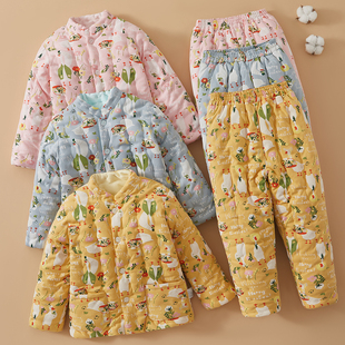 加厚保暖棉服内胆 校服神器男女童冬季 中大童手工棉花棉袄棉裤 套装