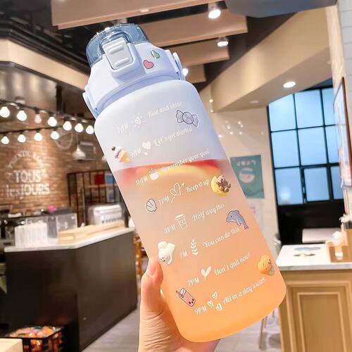喝水杯子大容量女生夏高颜值2000ml运动军训水杯带吸管吨吨桶水壶