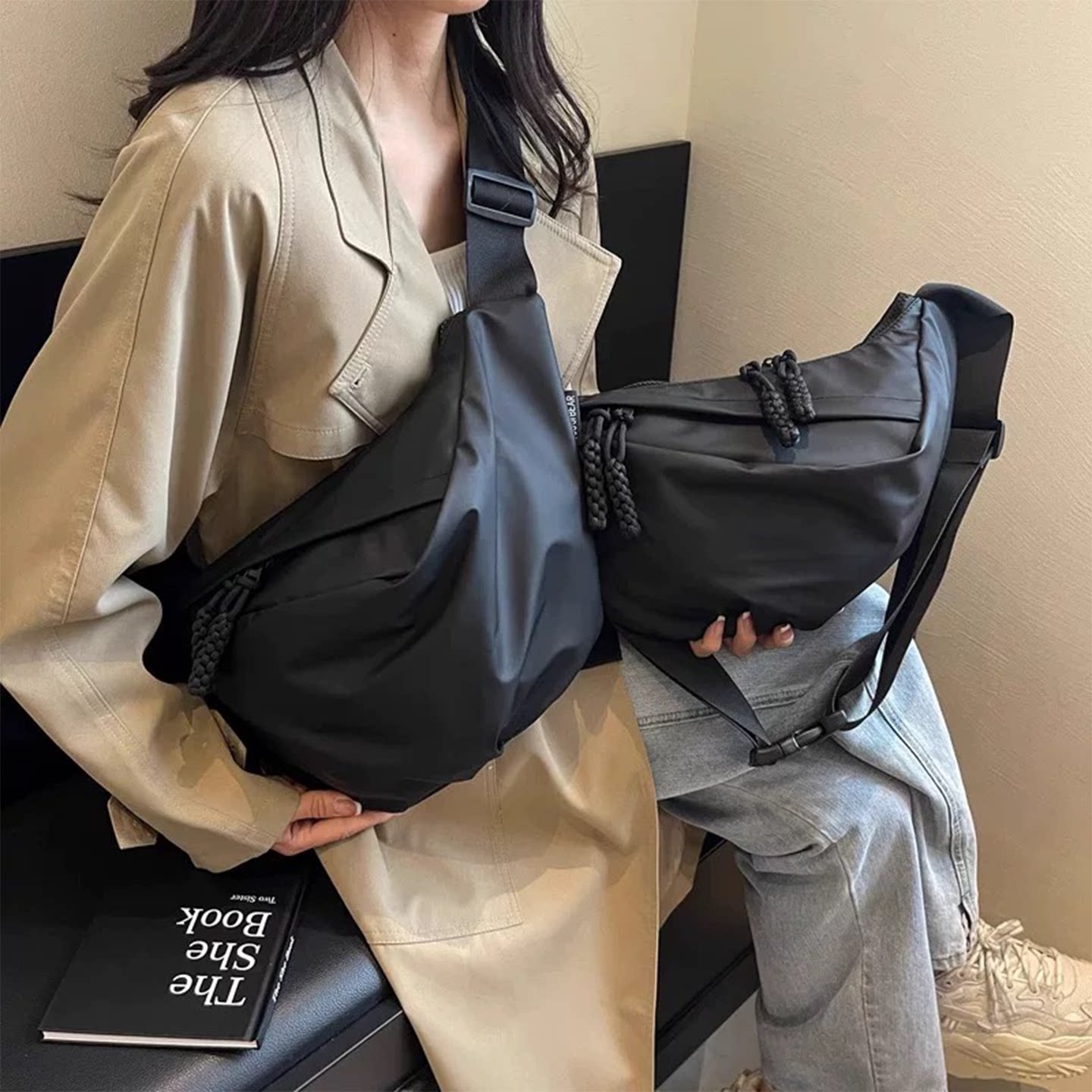 斜挎包女骑行包2026新款挎包男饺子女包男士胸包男款包包休闲背包