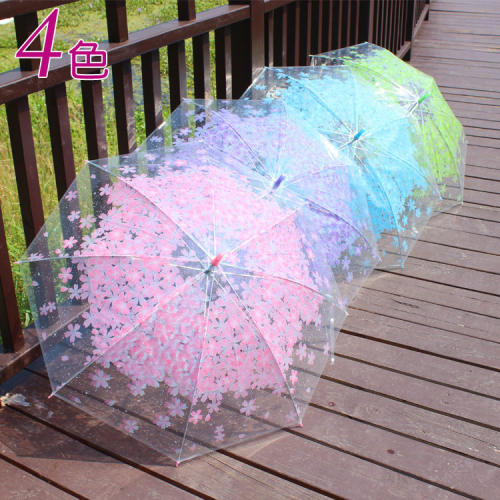 儿童雨伞女孩小学生透明樱花伞透明雨伞女长柄少女心可爱儿童学生