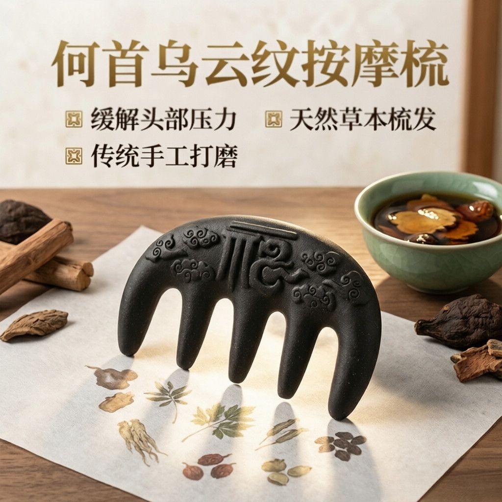 何首乌合香梳头皮刮痧按摩梳子缓解头部经络梳按摩经络梳