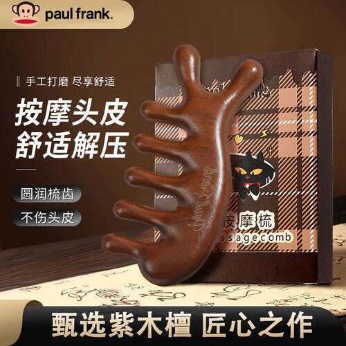 檀木按摩经络梳头部养生