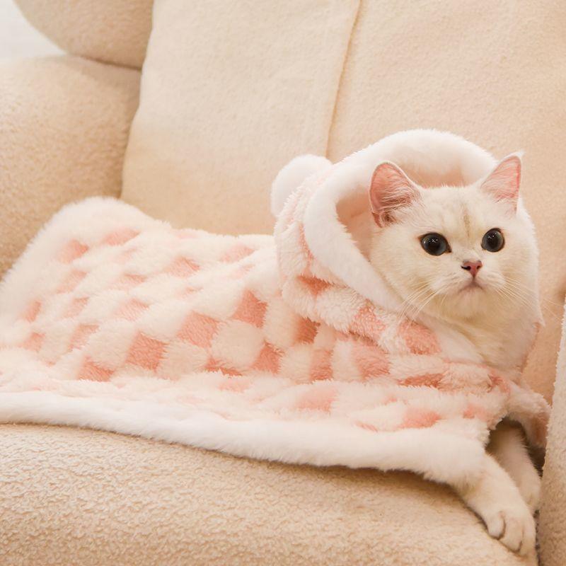 猫咪狗狗衣服披风斗篷秋冬保暖毛毯睡觉用中小型犬衣服被子毯子