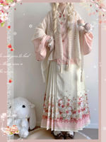 Cha Yi Shi Yue Original Han-Western Fusion Ming-style cross-collar, pipa sleeve, Lolita cover skirt, horse face skirt daily set thumbnail 2