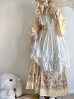 Cha Yi Shi Yue Original Han-Western Fusion Ming-style cross-collar, pipa sleeve, Lolita cover skirt, horse face skirt daily set thumbnail 8