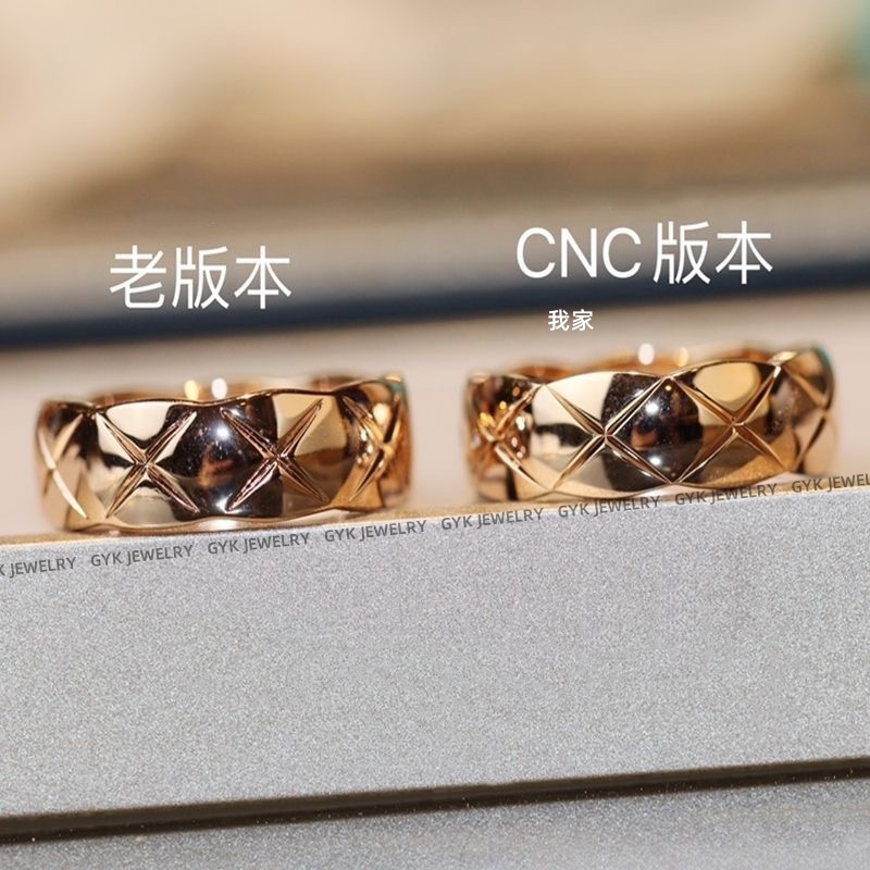 菱格纹coco戒指男女18K玫瑰金排钻排戒情侣结婚订婚经典窄宽素戒