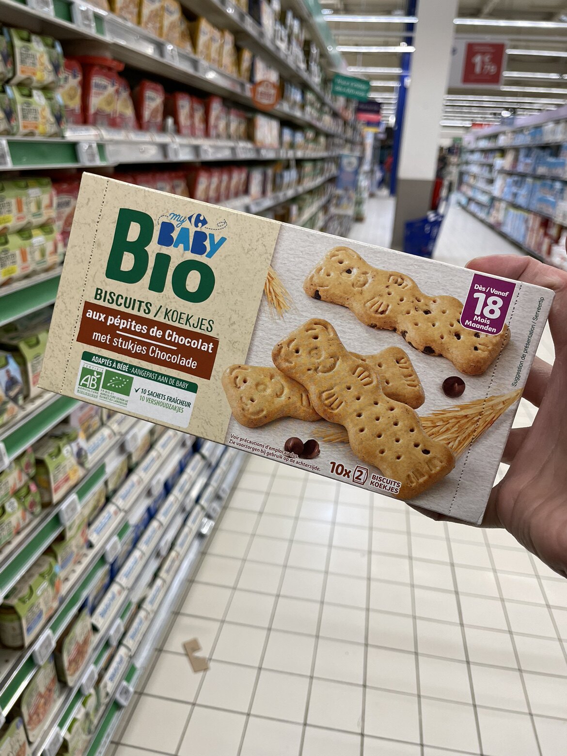 法国本土版 bio小黄油巧克力宝宝婴儿磨牙棒饼干200g 18个月起