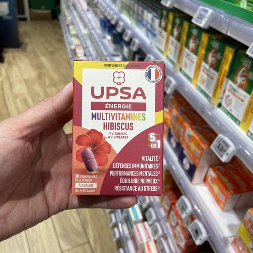 法国本土版VITAMINE  UPSA复合维生素加2种矿物质30片木槿花口味