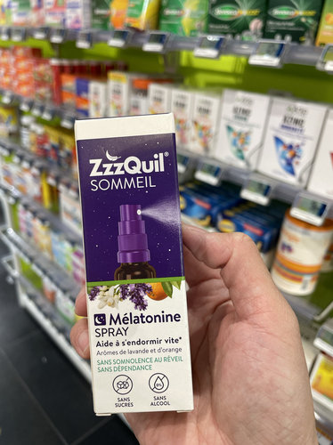 法国本土版ZzzQuil 天然褪黑素助眠B6熬夜解压缓解shui眠喷雾30ml