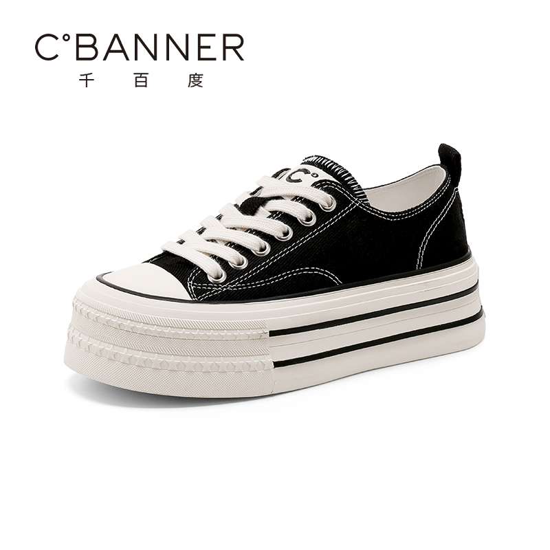 千百度休闲板鞋经典帆布熊猫鞋