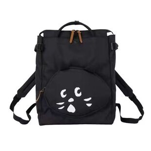 清！日本ne-net惊讶猫大容量旅行包双肩包刺绣背包学生书包可爱